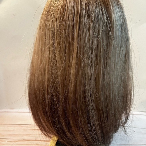 Ombre Blonde Brown Synthetic Long Bob Wig Full Cap - Picture 4 of 6